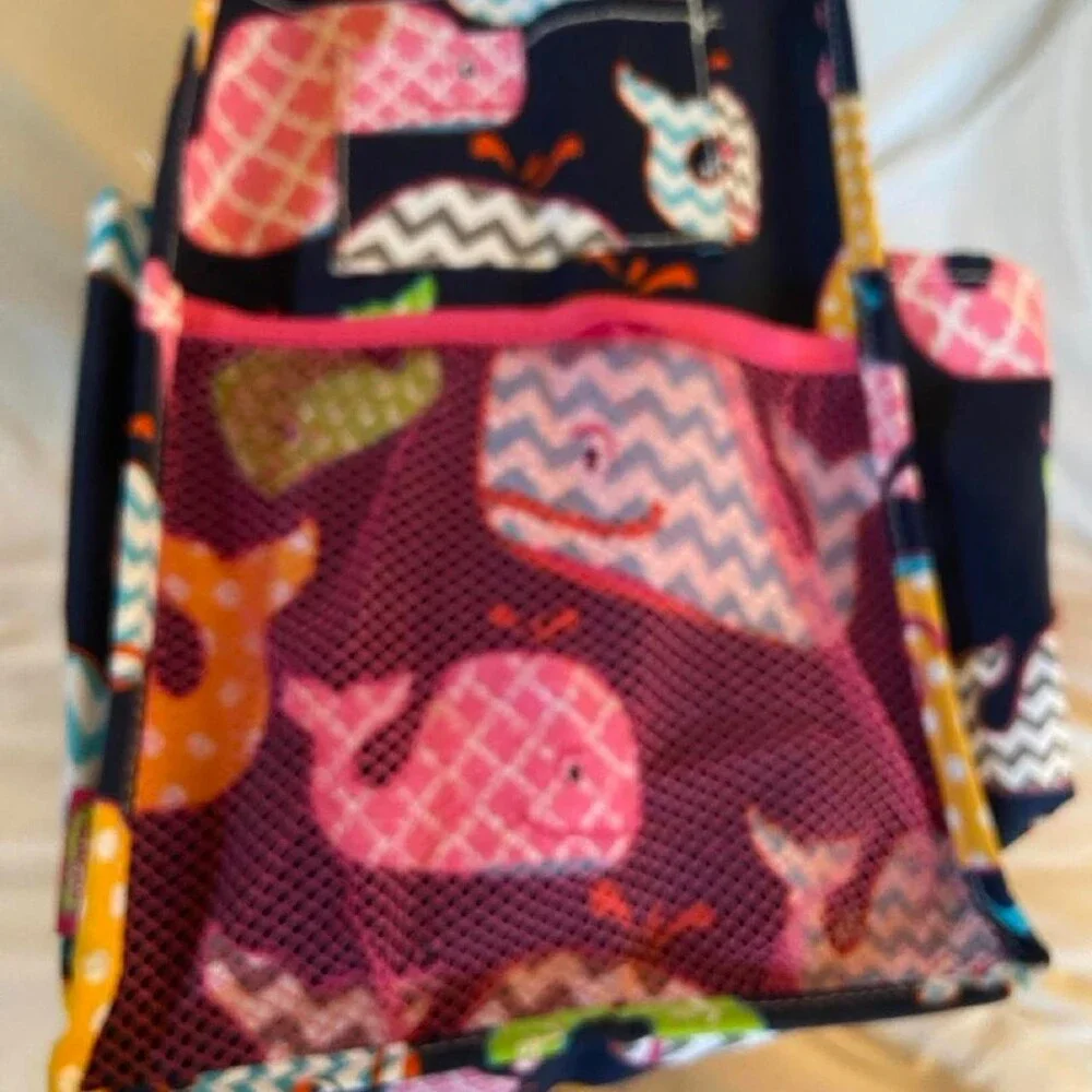 N’GIL WHALES Large Canvas Zippered Utility Tote Bag With 4 External Pockets. Thi
